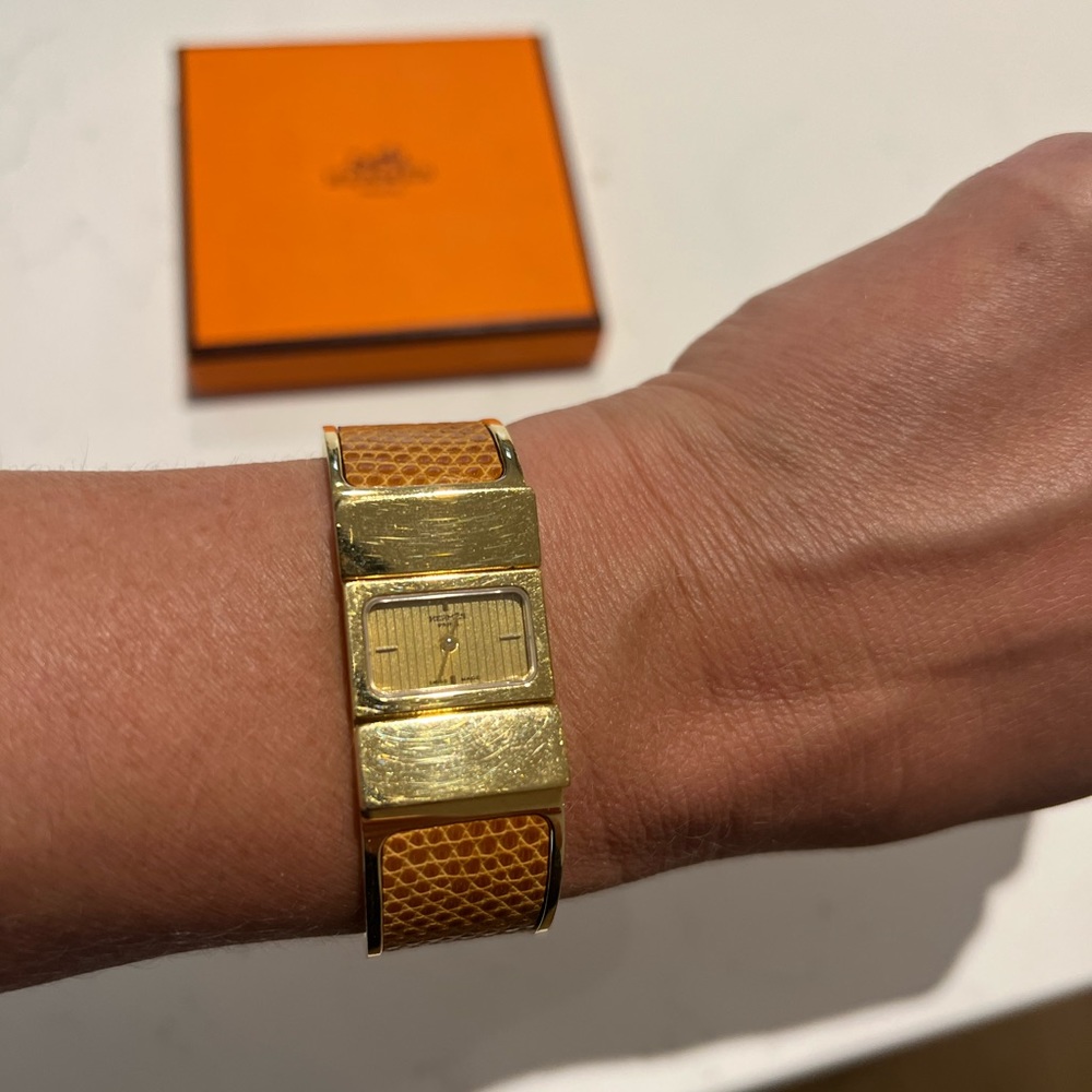 Hermes Bracelet Watch Gold Tone Includes Box